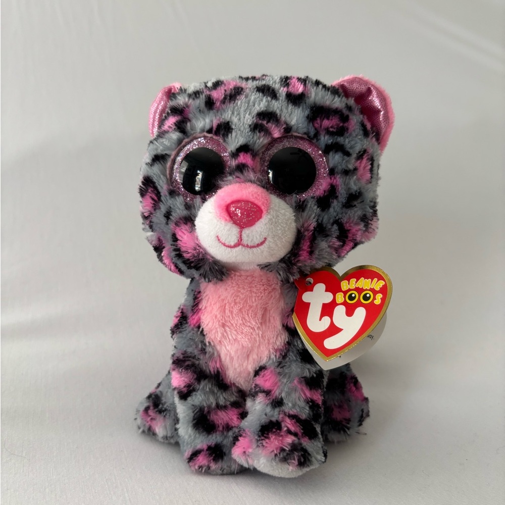 Ty Beanie Boos Pink and Black Tasha the Leopard Plush